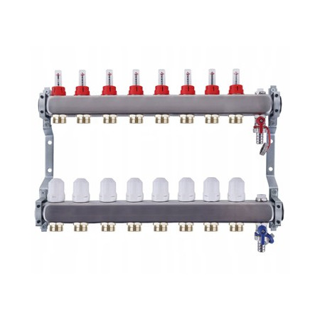 Rozdělovač na podlahové topení nerezový 10-okruhový INOX