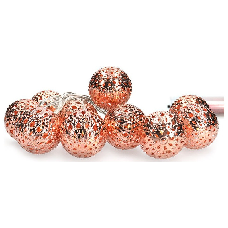 SOLIGHT LED světelný řetěz Vánoční koule měděné 1 m, 10 LED, 2x AA, IP20 1V207-C