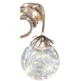 Vánoční LED dekorace Balldeco, koule na laně 50 cm, 50x LED teplá bílá, 3xAA, IP20