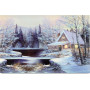 Nástěnná svítící dekorace s LED vlákny 40x30x1,8 cm Obraz zimní motiv