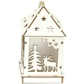 Vánoční dřevěná dekorace 6,5x11x6,5 cm Lucerna s LED světlem, různé druhy, 1 ks