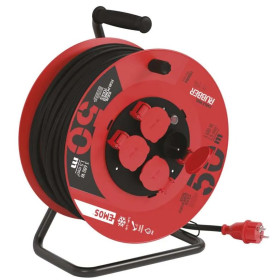 Vnější prodlužovací kabel na bubnu 50 m se 4 zásuvkami, černý