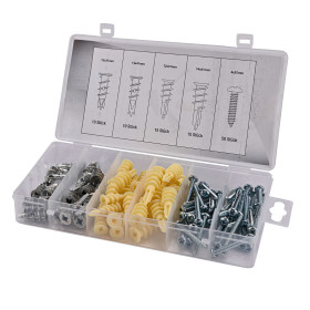 Šrouby a hmoždinky do sádrokartonu, 100-dílná souprava