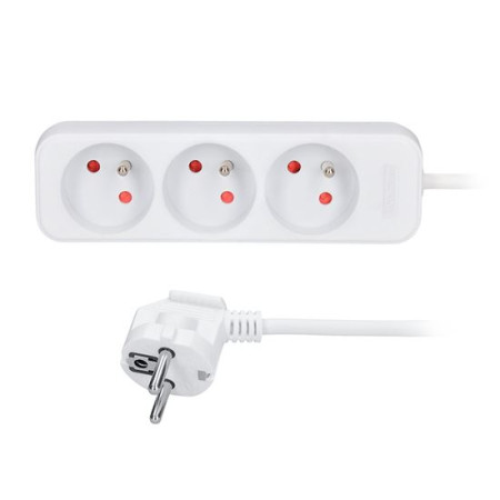 Prodlužovací kabel se 3 zásuvkami, 3 m, bílý
