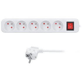 Prodlužovací kabel s 5 zásuvkami s vypínačem, 2 m, bílý