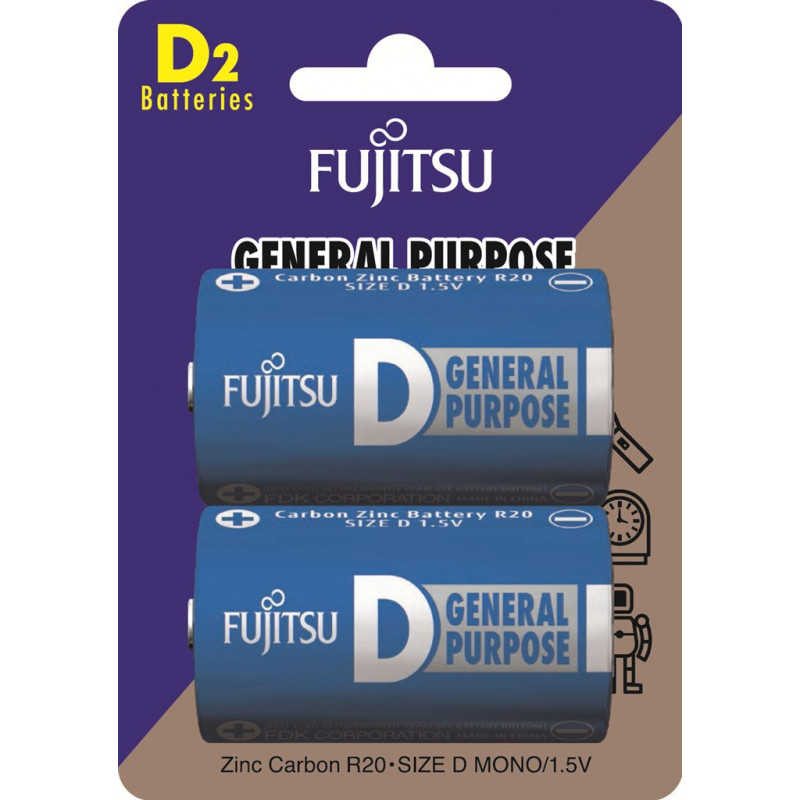 Fujitsu Zinková baterie R20/D 1,5 V, 2 ks v blistru 18153SO