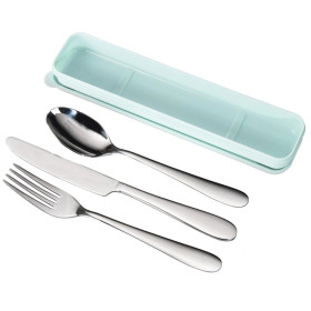 Nerezový příbor To Go, pouzdro na přenášení, pastelově modré Nerezový příbor To Go, pouzdro na přenášení, pastelově modré