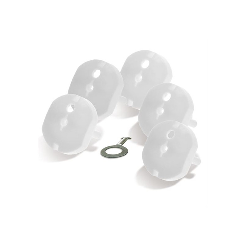 SOLIGHT Bezpečnostní záslepka do zásuvky 230 V, 5 ks s klíčkem 5E61