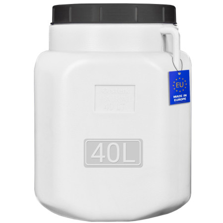 Čtvercový plastový sud 40 L s víkem, bílý