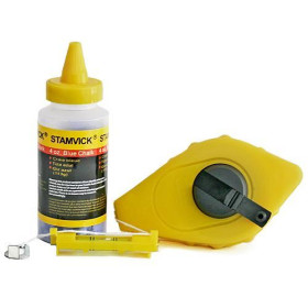 Zednická šňůra 30 m s navíječem, modrý značkovací prášek a mini vodováha na lanko