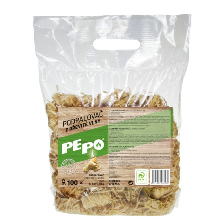 Podpalovač PE-PO z dřevité vlny, 100 ks