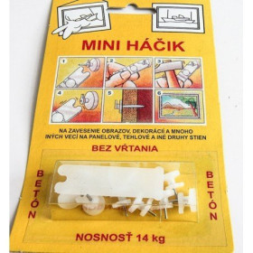 Mini háček Colis do panelu a betonu, 10 ks