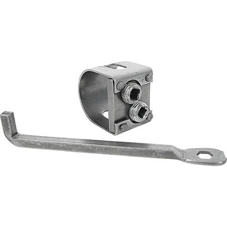 Objímka na kosu kovová, 2x šroub s klíčkem