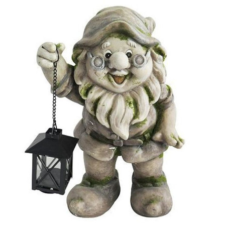 Zahradní dekorace Trpaslík s lucernou 24x21x36 cm Gecco, keramika