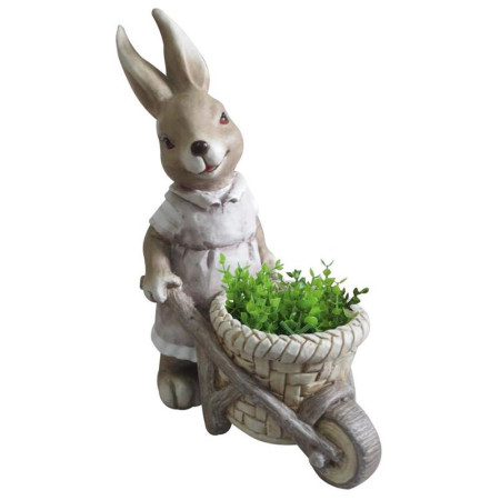 Zahradní dekorace Zajíček s kolečkem 34x19x49 cm Gecco, keramika