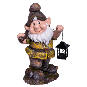 Zahradní dekorace Trpaslík s lucernou barevný 25x20x45 cm Gecco, keramika