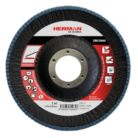 Lamelový kotouč na nerez 125 mm/P60 LR-10 Area zirconia