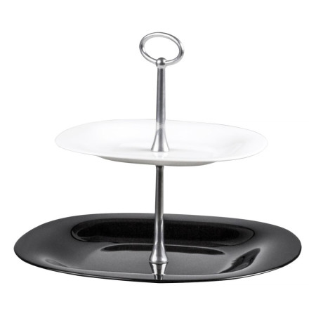 Dvoupatrový servírovací tác 20/27 cm Carine, bílý/černý