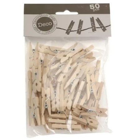 Mini kolíčky dřevěné 2,5 cm dekorační, 50 ks