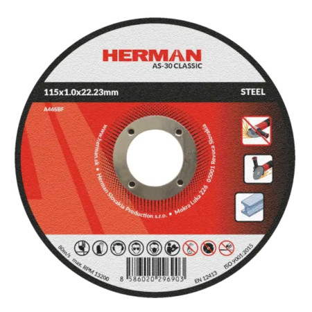 Řezný kotouč na ocel 115x1,0x22,23 mm AS-30 Classic