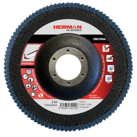 Lamelový kotouč na nerez 125 mm/P60 LR-30 Punta zirconia