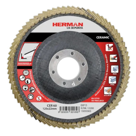 Lamelový kotouč na nerez a legované oceli 125 mm/P60 LX-30 Punta ceramic