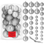 Vánoční baňky stříbrno-šedé mix - 4/5/6cm, sada 30ks