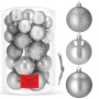 Vánoční baňky stříbrno-šedé mix - 4/5/6cm, sada 30ks