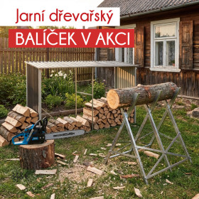 Set Benzinová řetězová pila KS 450-55 + Kovová koza na řezání dřeva + Přístřešek na palivové dříví