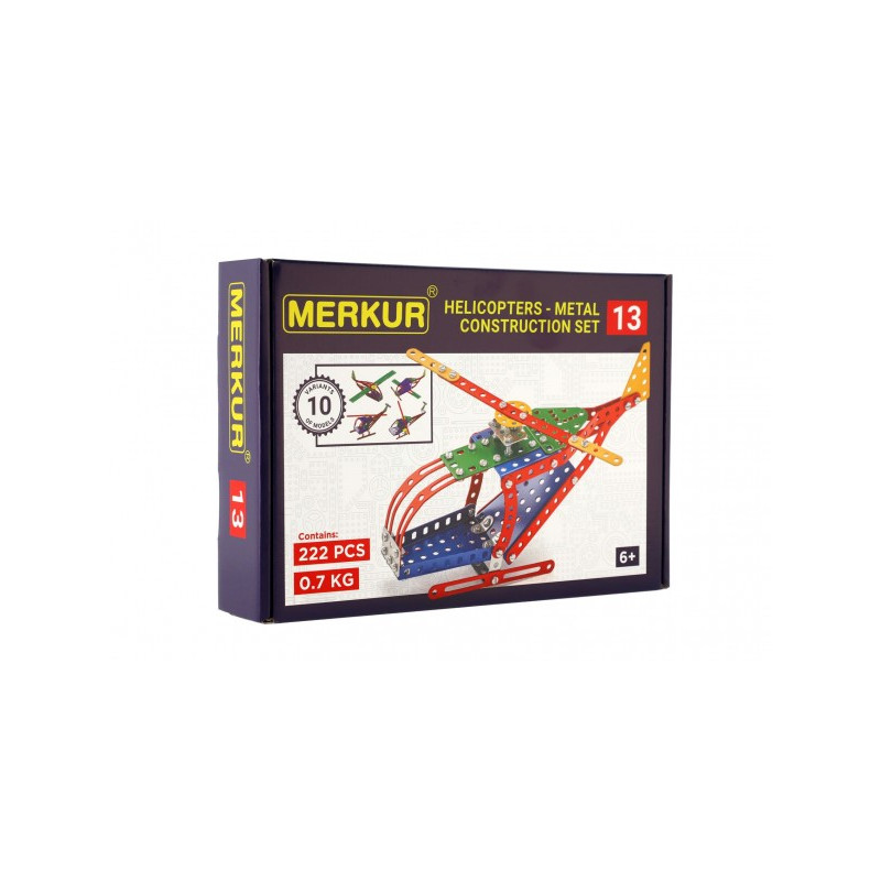 Merkur Toys Stavebnice MERKUR 013 Vrtulník 10 modelů 222ks v krabici 26x18x5cm 34000013-XG
