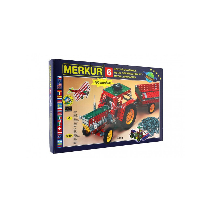 Merkur Toys Stavebnice MERKUR 6 100 modelů 940ks 4 vrstvy v krabici 54x36x6cm 34000006-XG