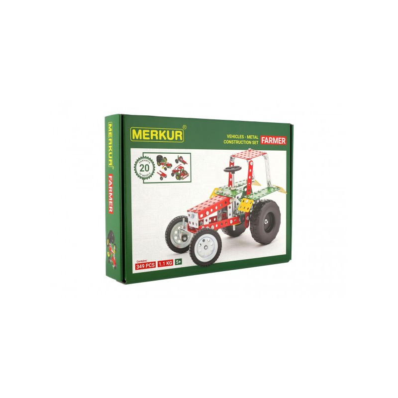 Merkur Toys Stavebnice MERKUR Farmer Set 20 modelů 341ks v krabici 36x27x5,5cm 34000021-XG