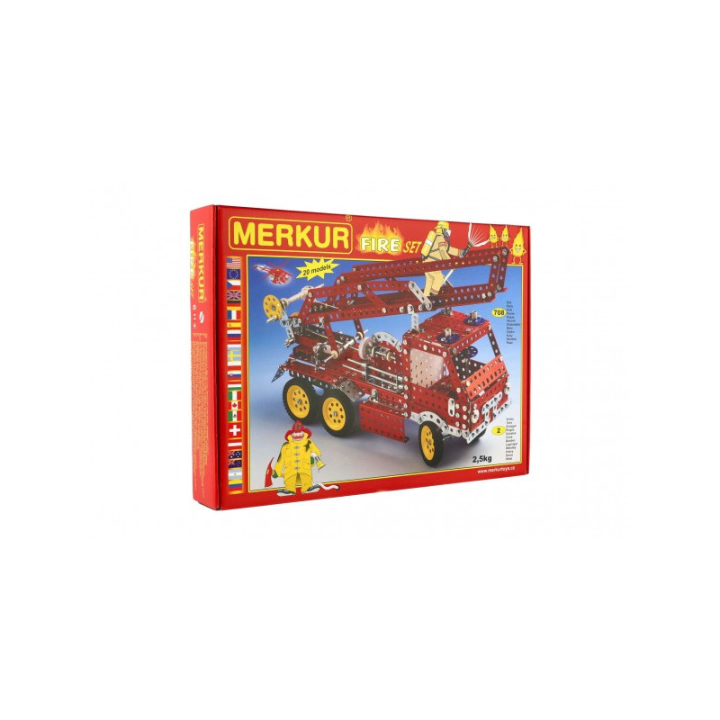 Merkur Toys Stavebnice MERKUR FIRE Set 20 modelů 708ks 2 vrstvy v krabici 36x27x5,5cm 34000023-XG