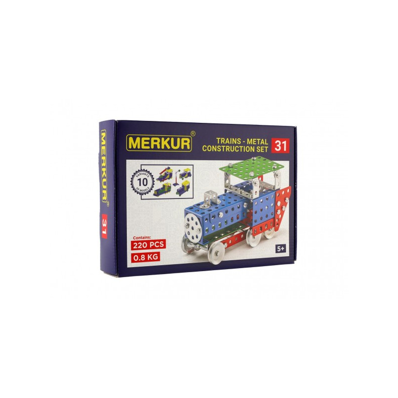 Merkur Toys Stavebnice Merkur 031 Železniční modely 10 modelů 211ks v krabici 26x18x5cm 34000031-XG