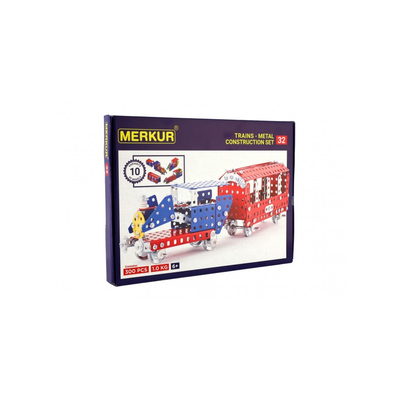 Merkur Toys Stavebnice MERKUR 032 Železniční modely 10 modelů 300ks v krabici 36x27x3cm 34000032-XG