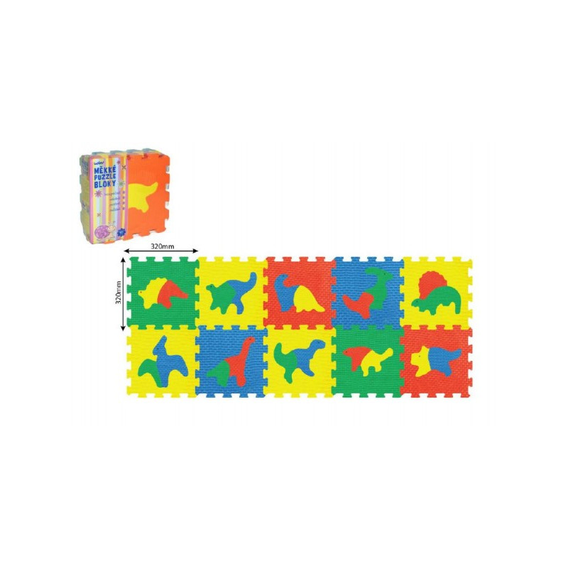 Wiky Pěnové puzzle Dinosauři 30x30cm 10ks v sáčku 49118641-XG