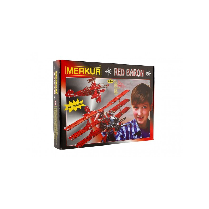 Merkur Toys Stavebnice MERKUR Red Baron 40 modelů 680ks v krabici 36x27cm 34000060-XG