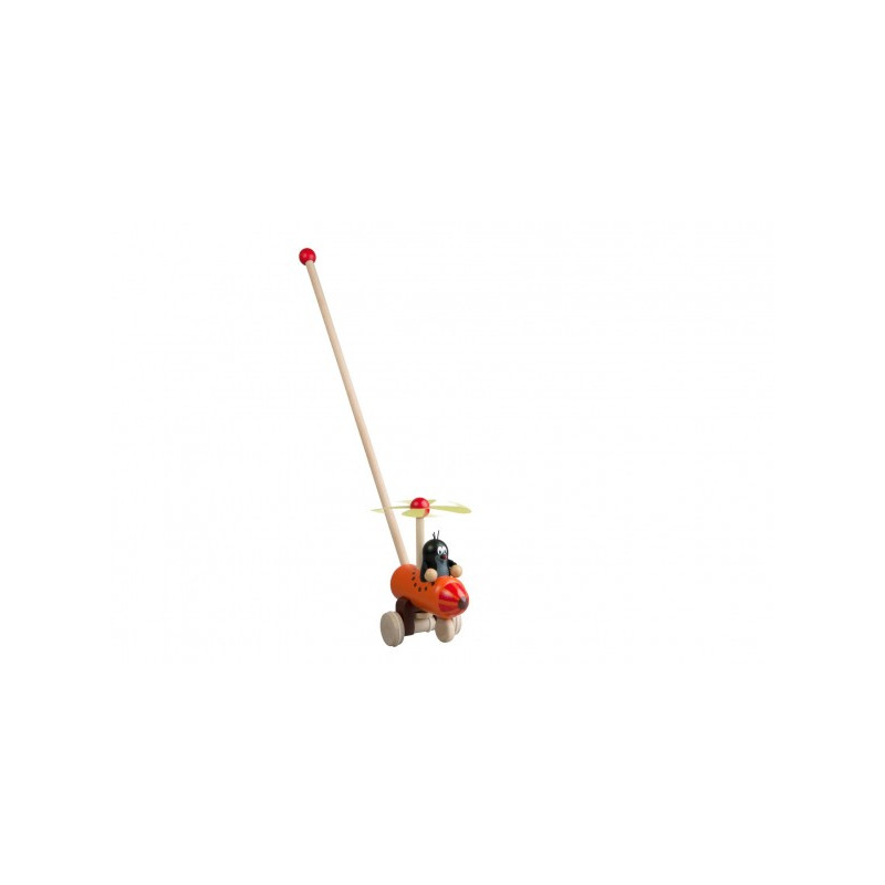 Detoa Strkadlo Krtek a vrtulník dřevo 60cm tlačící s tyčkou v sáčku 12m+ 33013885-XG