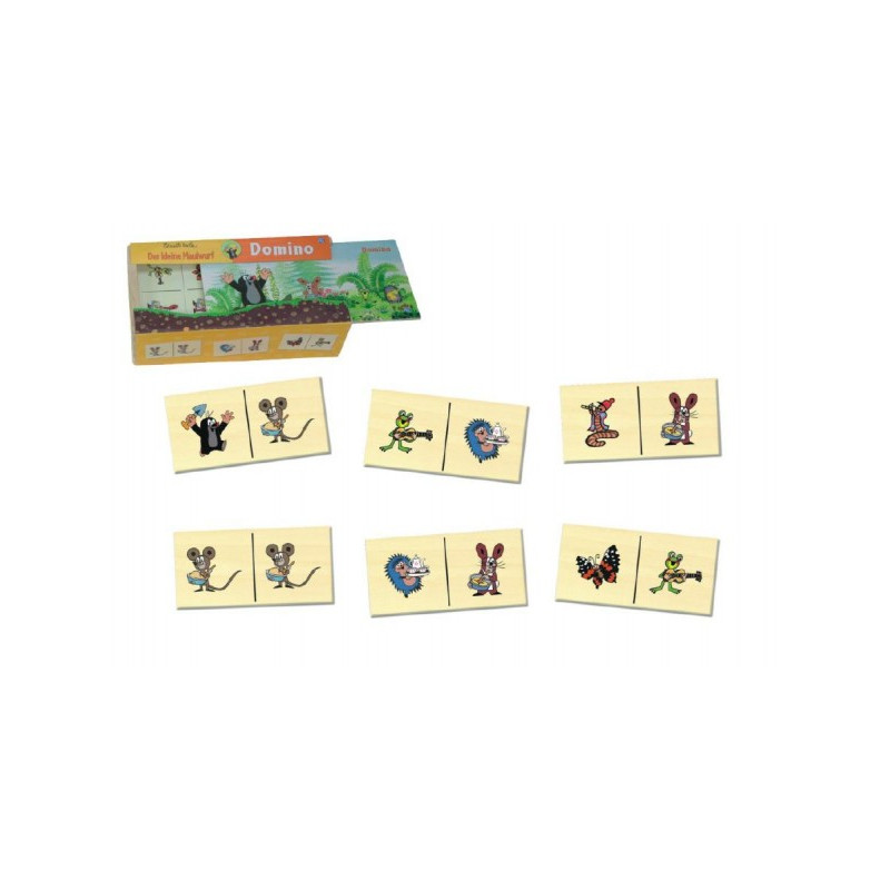 Detoa Domino Krtek dřevo společenská hra 28 dílků v dřevěné krabičce 18x11x5cm 33039223-XG
