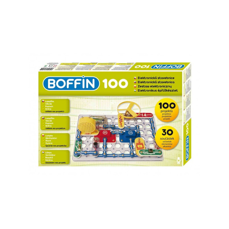 Conquest Stavebnice Boffin 100 elektronická 100 projektů na baterie 30ks v krabici 38x25x5cm 54001017-XG
