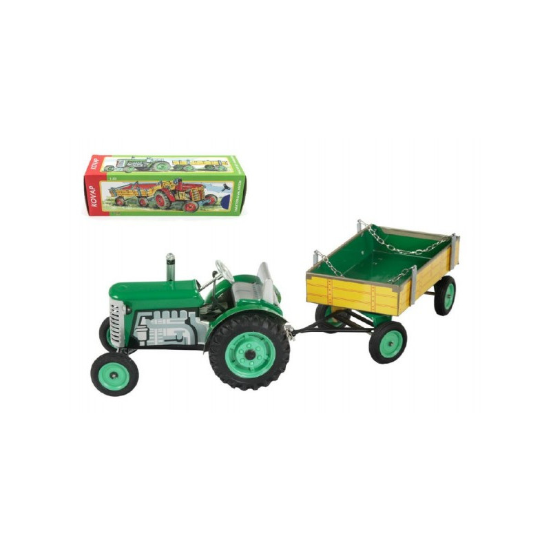 Kovap Traktor Zetor s valníkem zelený na klíček kov 28cm Kovap v krabičce 95001395-XG