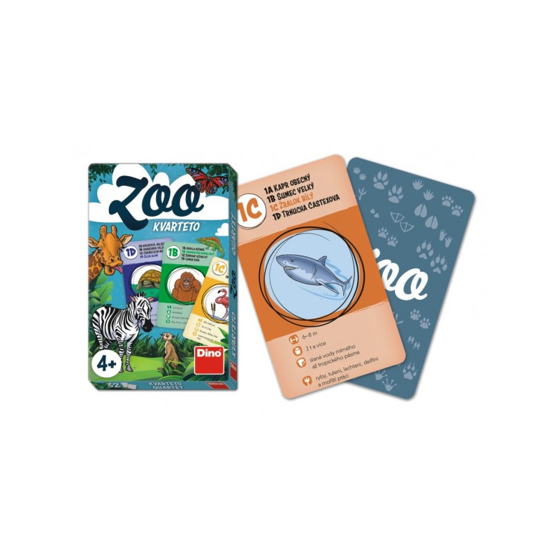 Dino Kvarteto ZOO společenská hra karty 32ks v papírové krabičce 7x11x1cm 21605954-XG