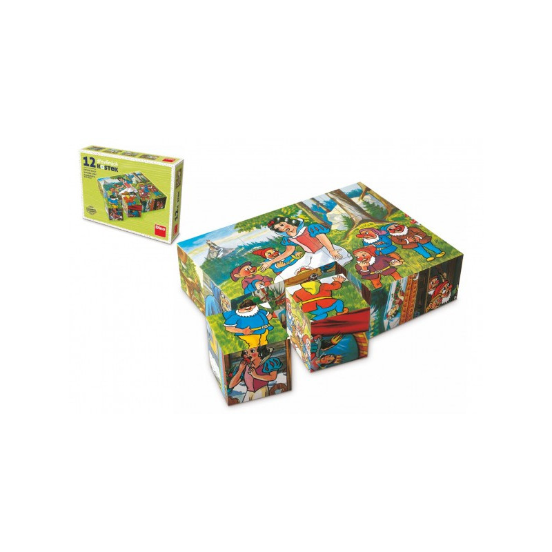 TOPA Kostky kubus Sněhurka dřevo 12ks v krabičce 16x12x4cm 16030218-XG