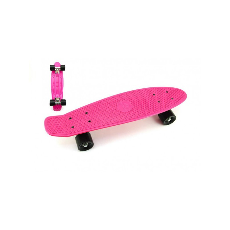 Teddies Skateboard - pennyboard 60cm nosnost 90kg, kovové osy, růžová barva, černá kola 00840007-XG