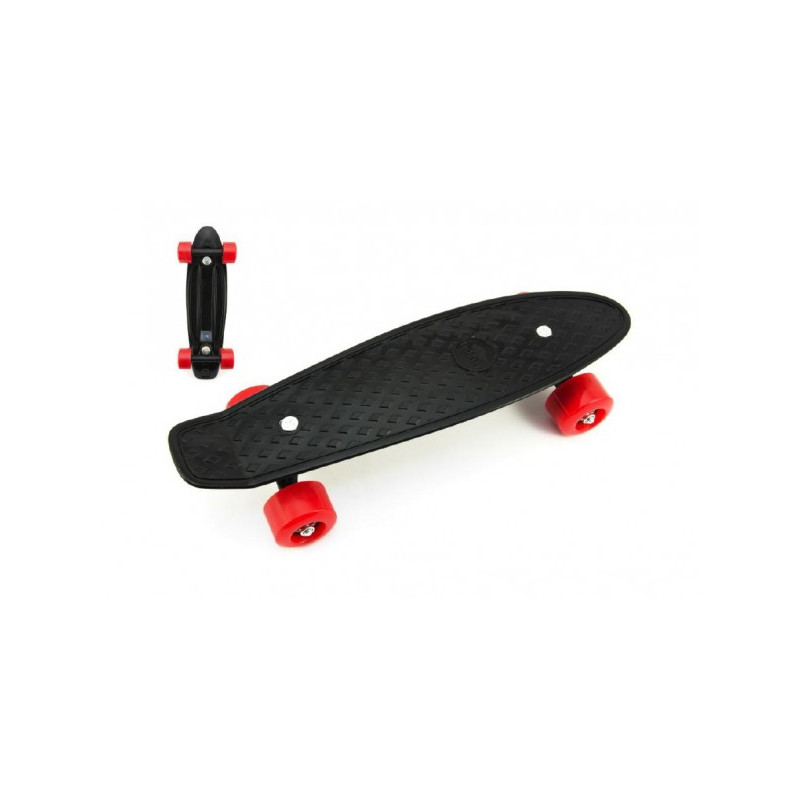 Teddies Skateboard - pennyboard 43cm, nosnost 60kg plastové osy, černá, červená kola 00840001-XG