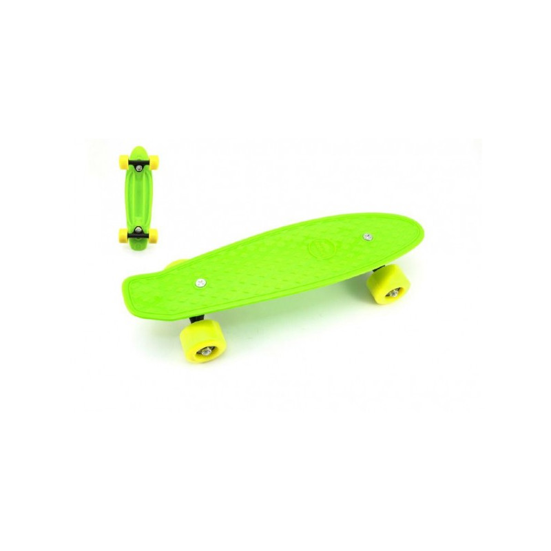 Teddies Skateboard - pennyboard 43cm, nosnost 60kg plastové osy, zelená, žlutá kola 00840002-XG