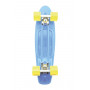 Skateboard - pennyboard 60cm nosnost 90kg, kovové osy, modrá barva, žlutá kola