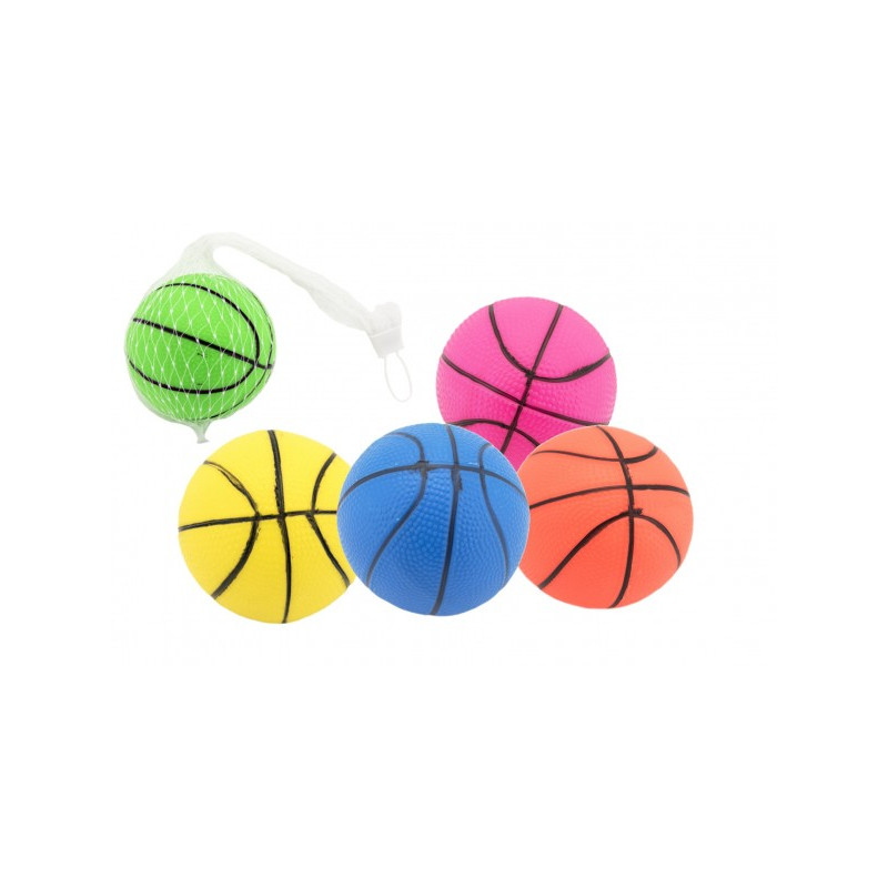Teddies Míček basketbal guma 8,5cm 5 barev v síťce 00311634-XG