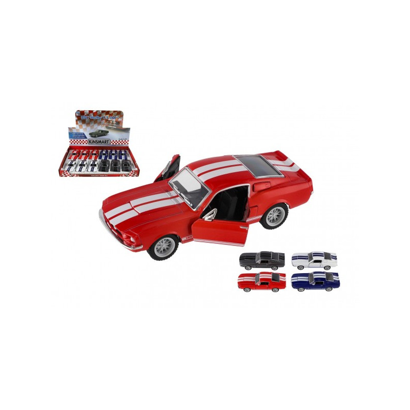 Teddies Auto Kinsmart Shelby GT-500 kov/plast 13cm na zpětné natažení 4 barvy 12ks v boxu 00410323-XG