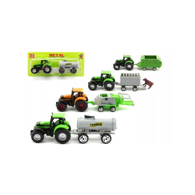 Teddies Traktor s přívěsem plast 16cm 6 druhů na kartě 00312415-XG